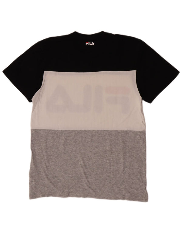 Męski T-shirt Fila z grafiką, mały, wielokolorowy, bawełniany z blokami kolorów