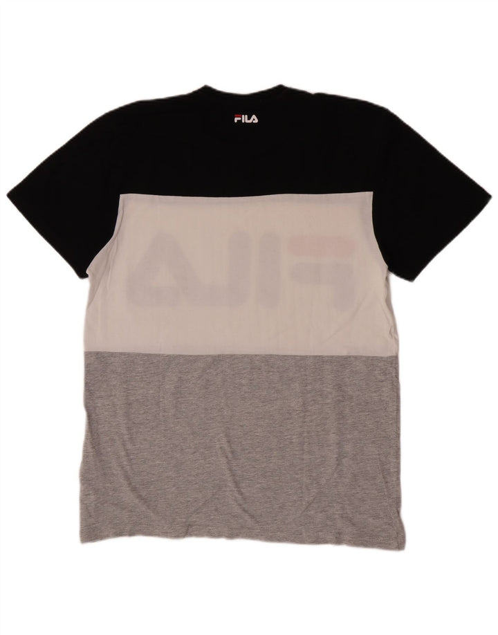 Męski T-shirt Fila z grafiką, mały, wielokolorowy, bawełniany z blokami kolorów