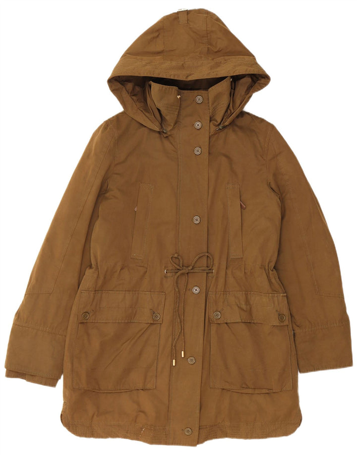 Damska kurtka parka z kapturem Zara UK 14, średnia khaki, bawełna w kratkę