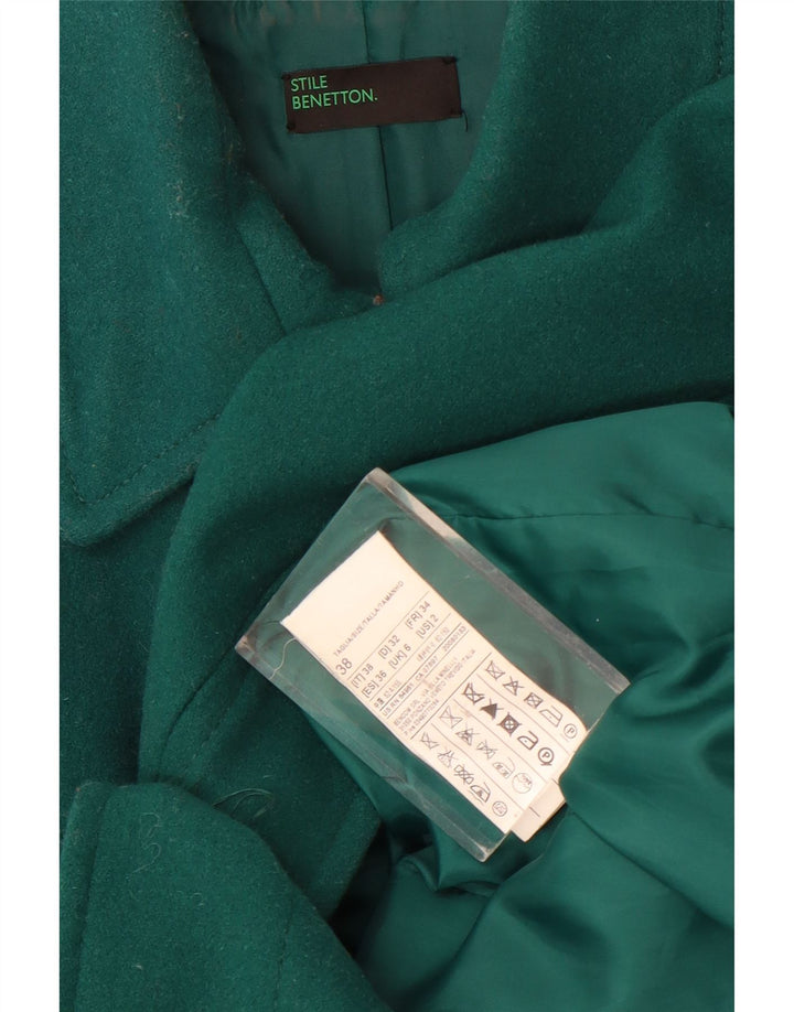 Płaszcz damski Benetton UK 6 XS, zielona wełna