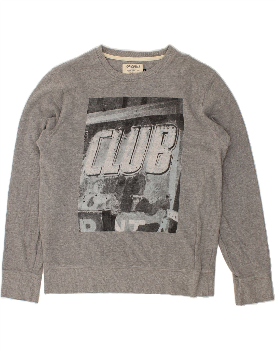 JACK & JONES Mens Graphic Sweatshirt Jumper XL Grey Cotton Vintage Jack & Jones and Second-Hand Jack & Jones from Messina Hembry 