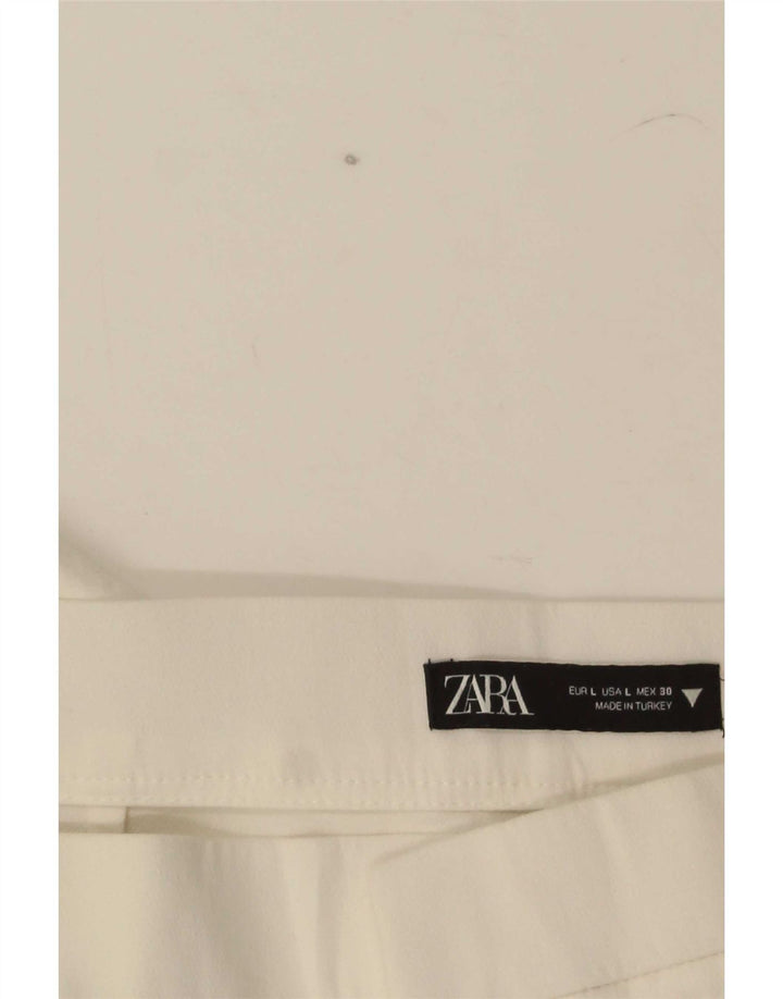 Proste, przycięte spodnie Zara, duże, W30 L25, białe