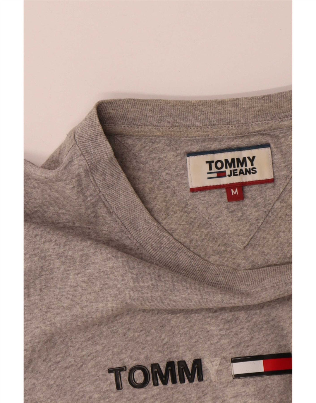 Męska koszulka z grafiką Tommy Hilfiger, średnia szara bawełna