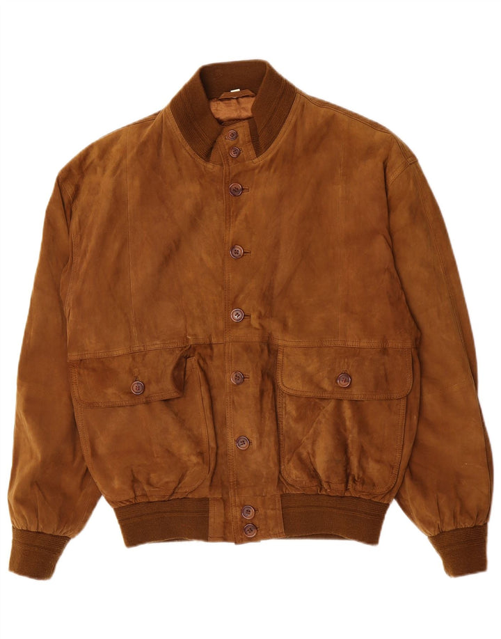 Vintage męska zamszowa kurtka bomber IT 48 średnio brązowa skóra