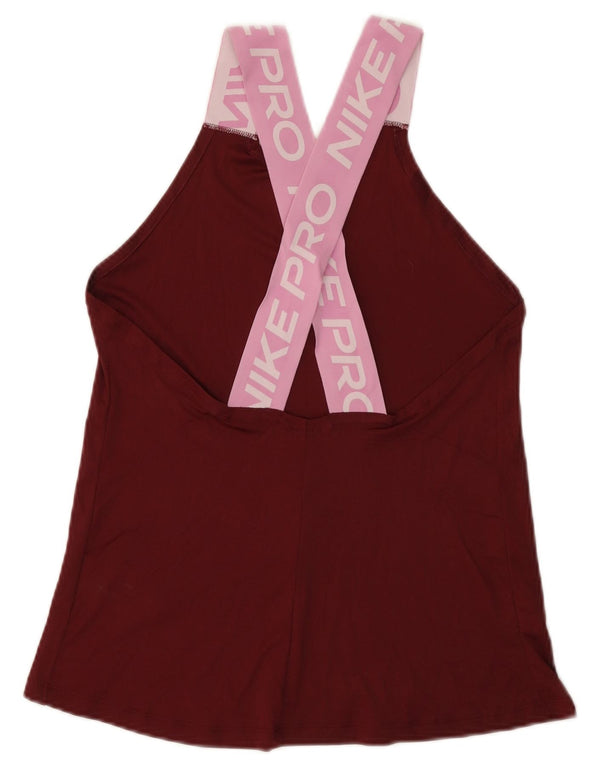 Damska kamizelka NIKE Dri Fit Graphic Top UK 8 Mały burgundowy nylon z blokami kolorów