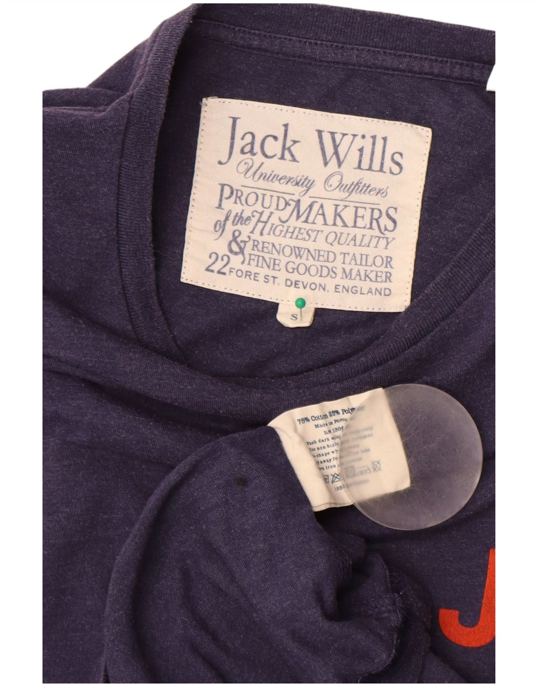 Męski T-shirt z grafiką Jack Wills, mały, granatowy, bawełniany