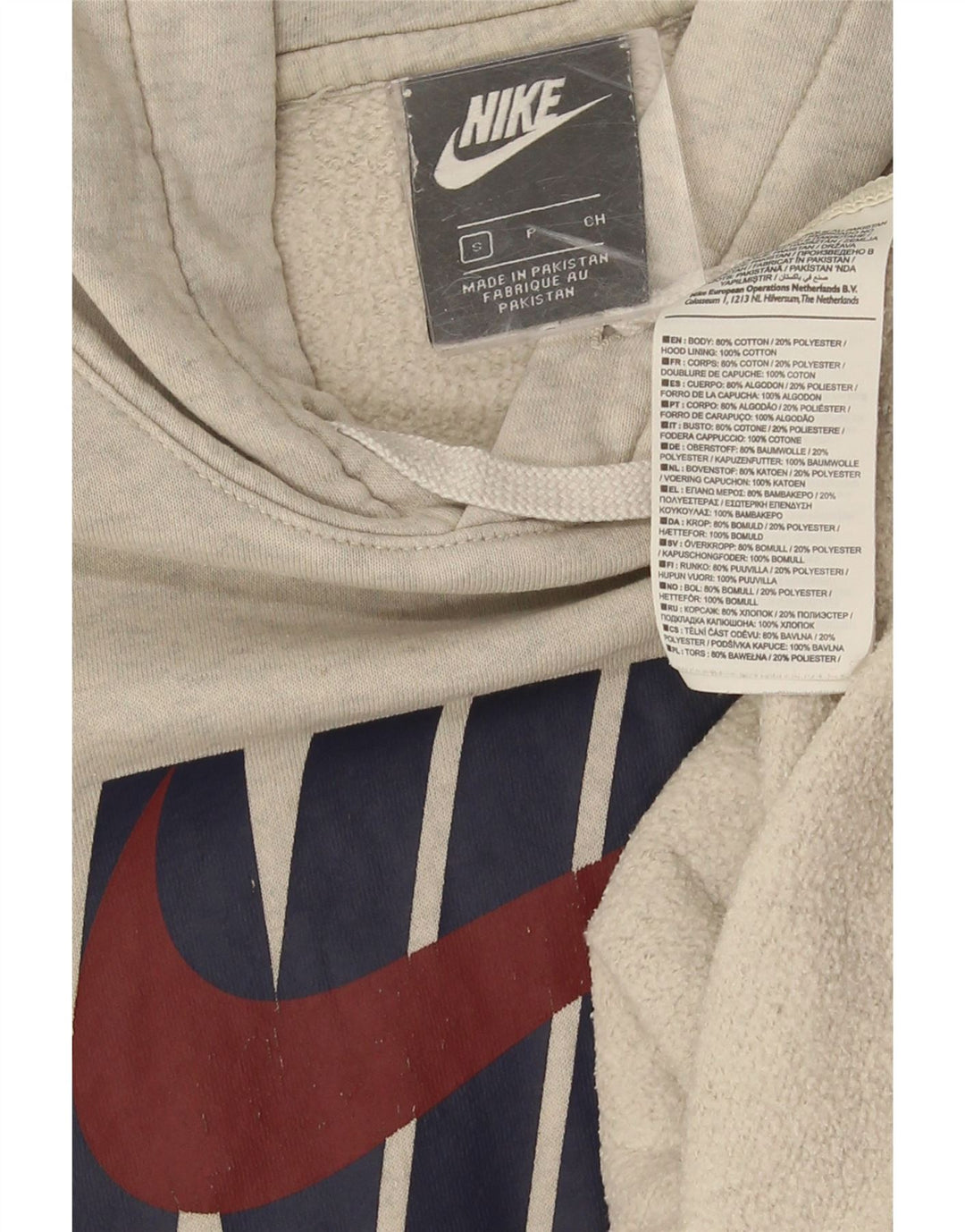 Męski sweter z kapturem Nike z grafiką, mały, szary, bawełniany