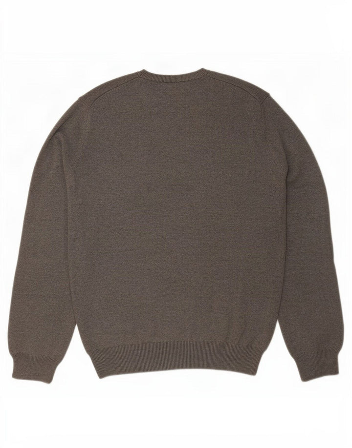 Męski sweter Marks & Spencer Blue Harbor z dekoltem w kształcie litery V, średnioszary, bawełniany