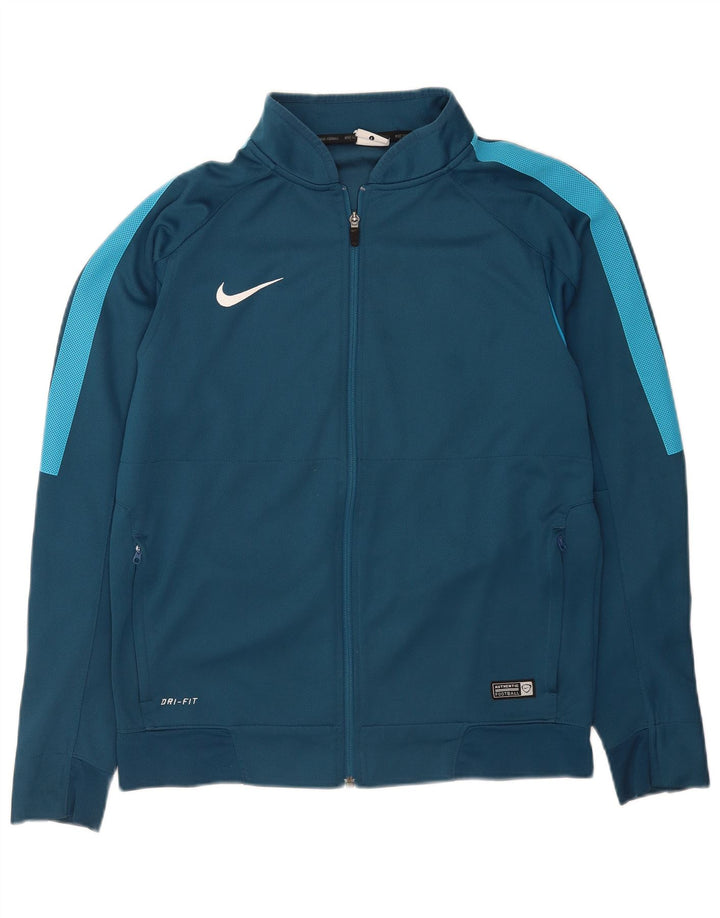 Męska kurtka dresowa Nike Dri Fit, duży niebieski poliester z blokami kolorów