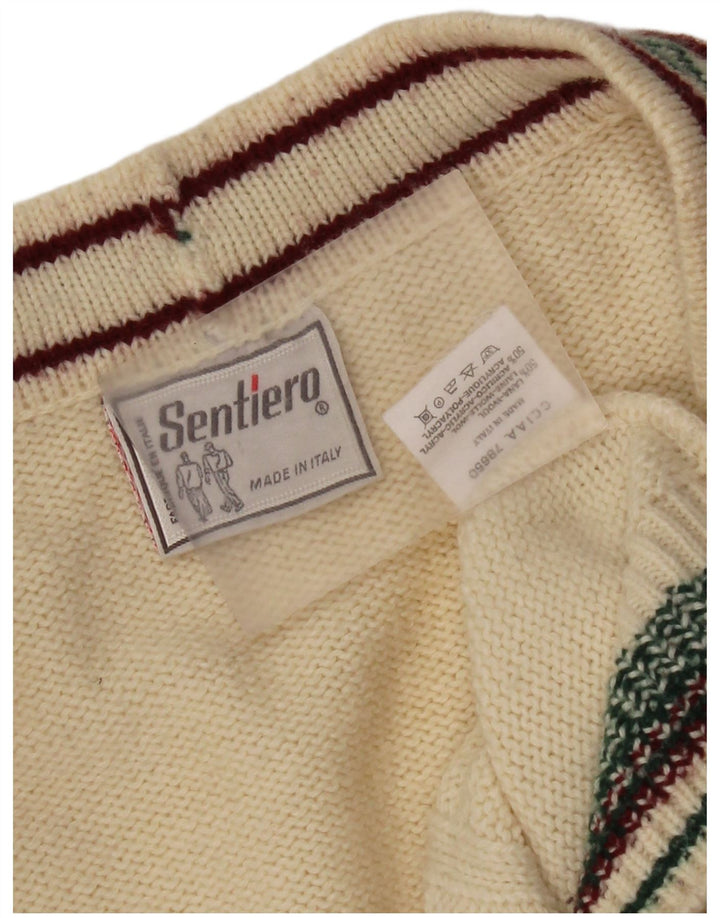 Vintage męski sweter kardigan IT 52 duża beżowa wełna