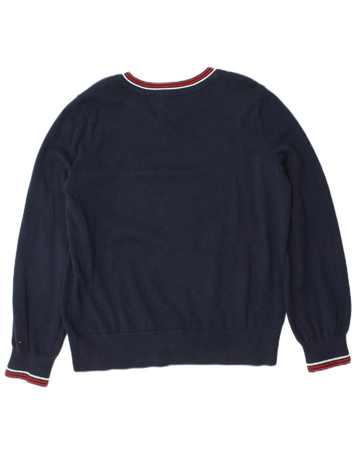 Damski sweter z okrągłym dekoltem TOMMY HILFIGER UK 10, mały, granatowy