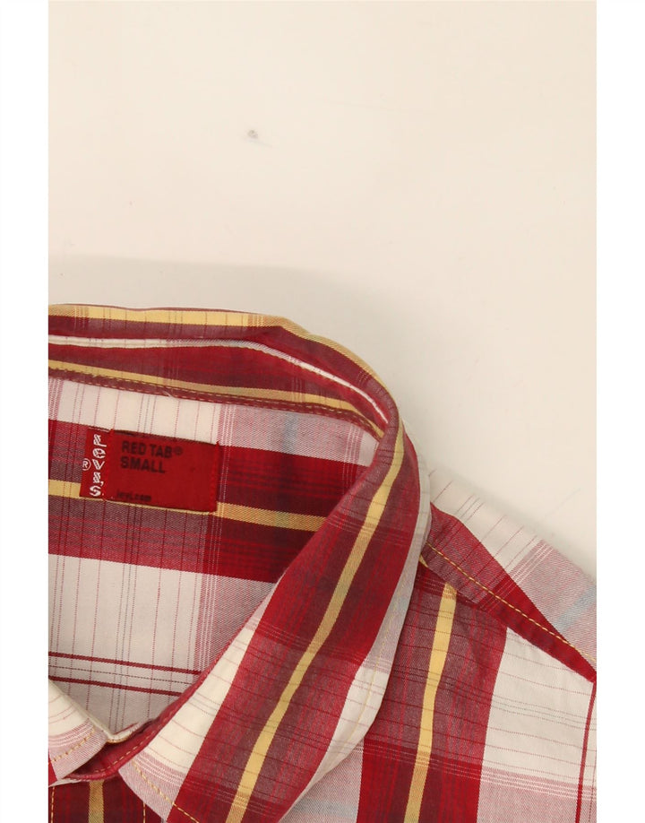 LEVI'S Mens Flannel Shirt Small Red Check Cotton Vintage Levi's and Second-Hand Levi's from Messina Hembry 