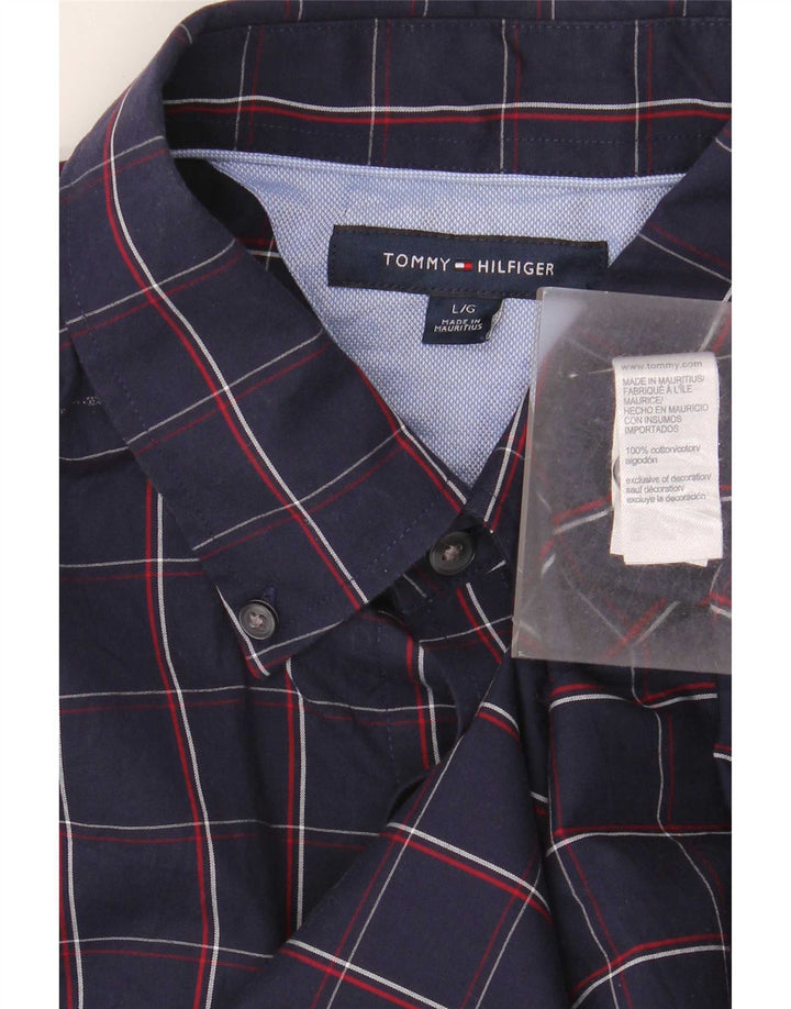 Koszula męska Tommy Hilfiger, duża, bawełniana w granatową kratę