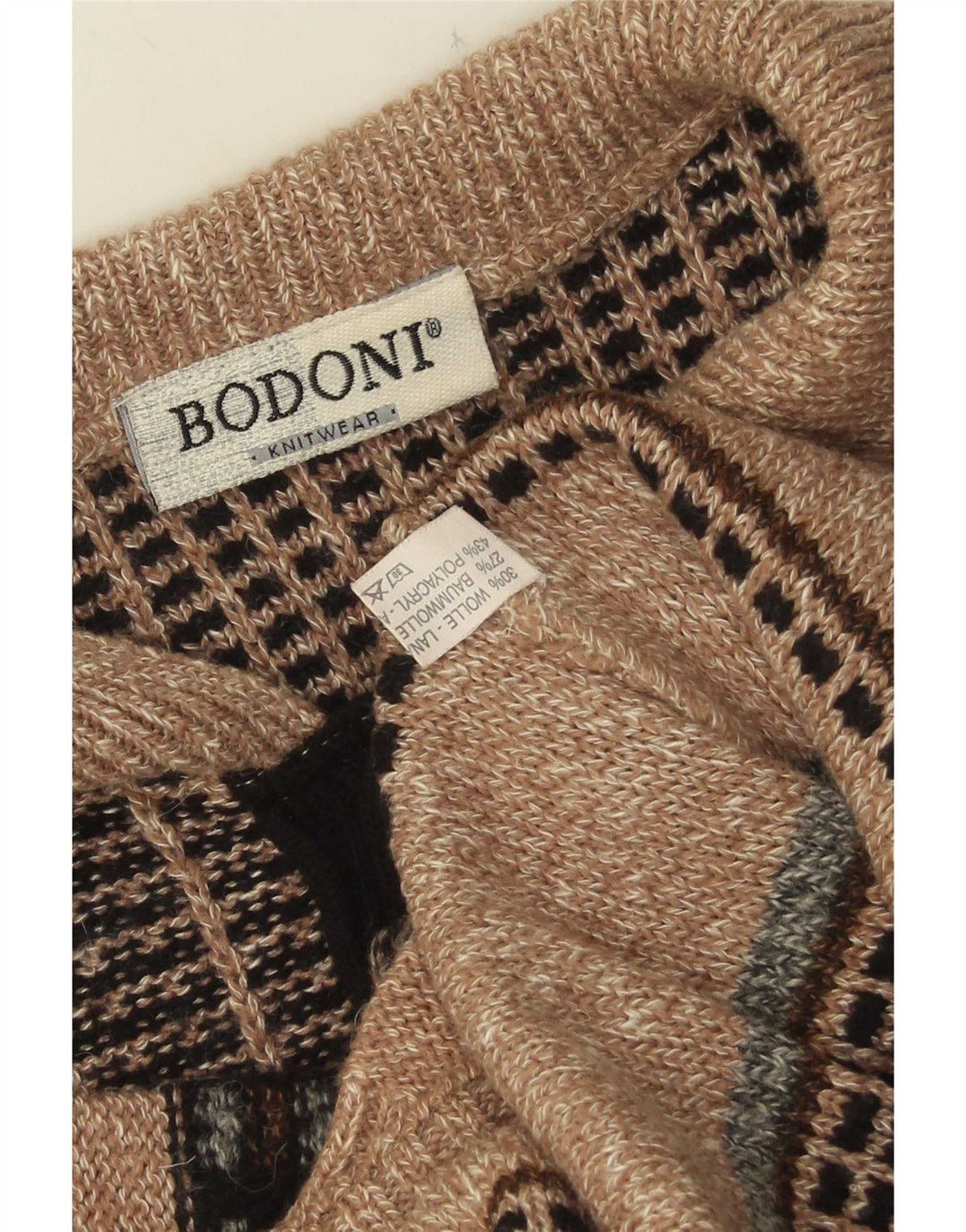 Bodoni Męski sweter z golfem XL, beżowa wełna