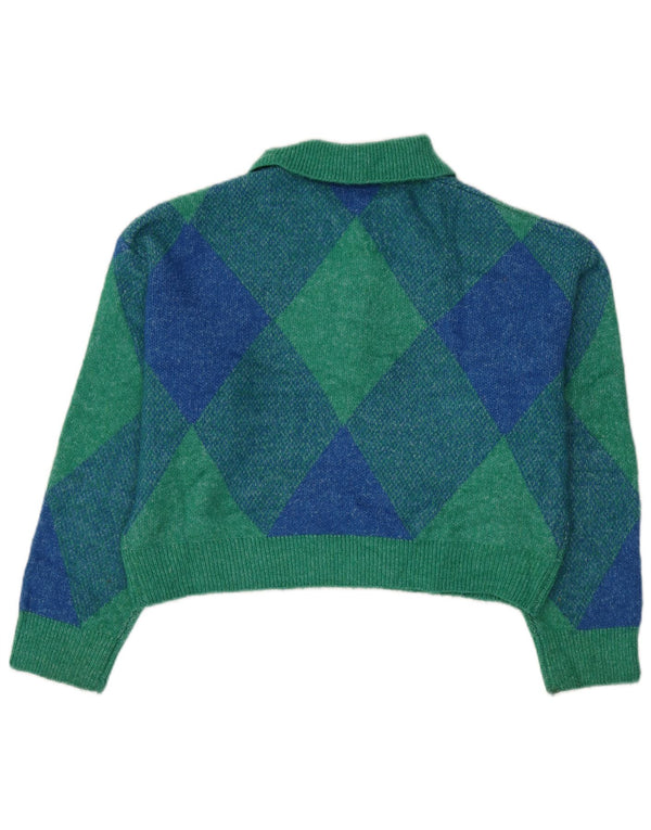 Damski sweter oversize z golfem Zara UK 14, duży, zielony, retro