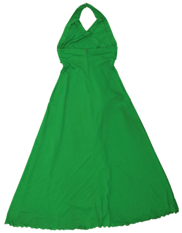 Vintage damska sukienka Maxi Halter UK 10 Small Green
