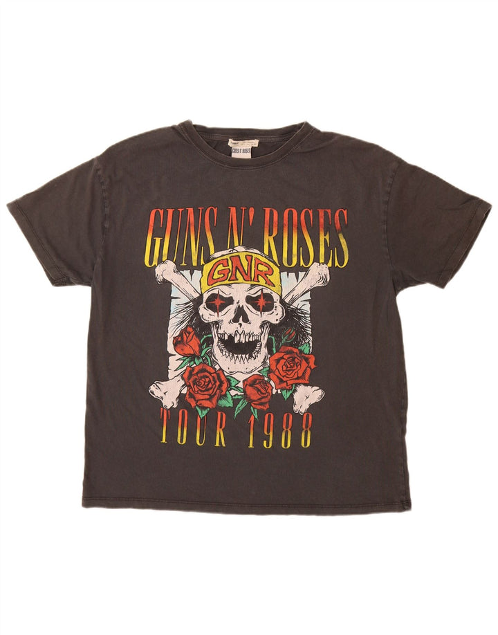 Męski T-shirt z grafiką Pull & Bear Guns & Roses, duży, szary, bawełniany