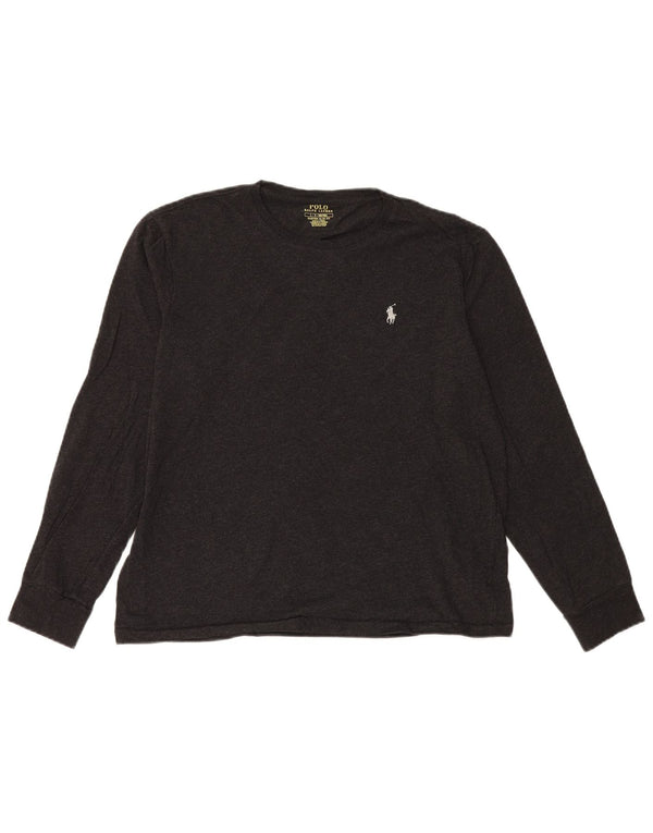 Polo Ralph Lauren Męskie niestandardowe slim fit z długim rękawem, duże, szare, bawełniane
