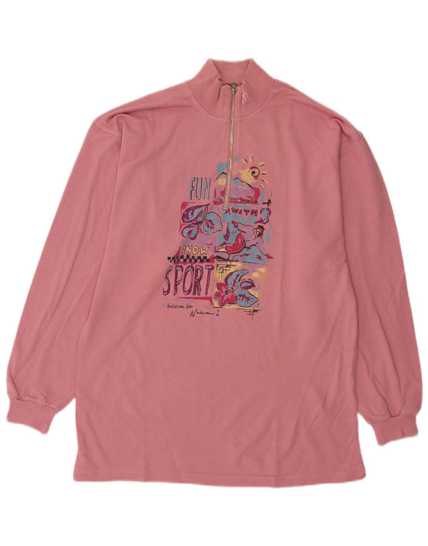 Damska bluza z kapturem Maser M z grafiką i zamkiem błyskawicznym UK 18 XL Różowa bawełna