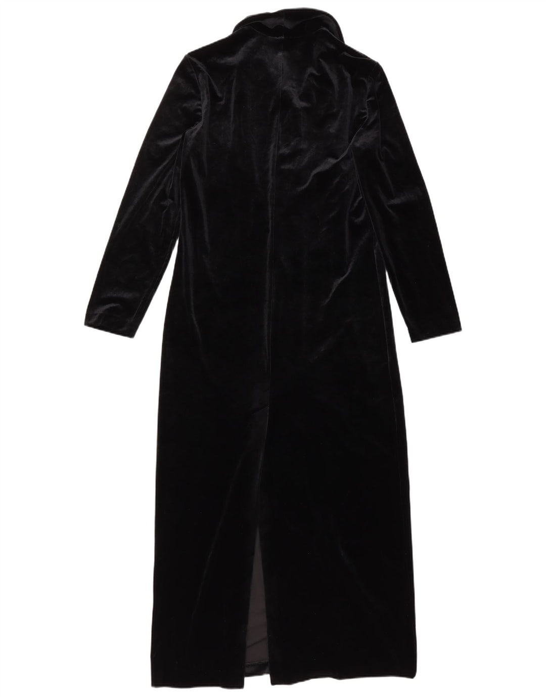 VINTAGE Damska welurowa sukienka koszulowa UK 10, mała, czarna, poliester