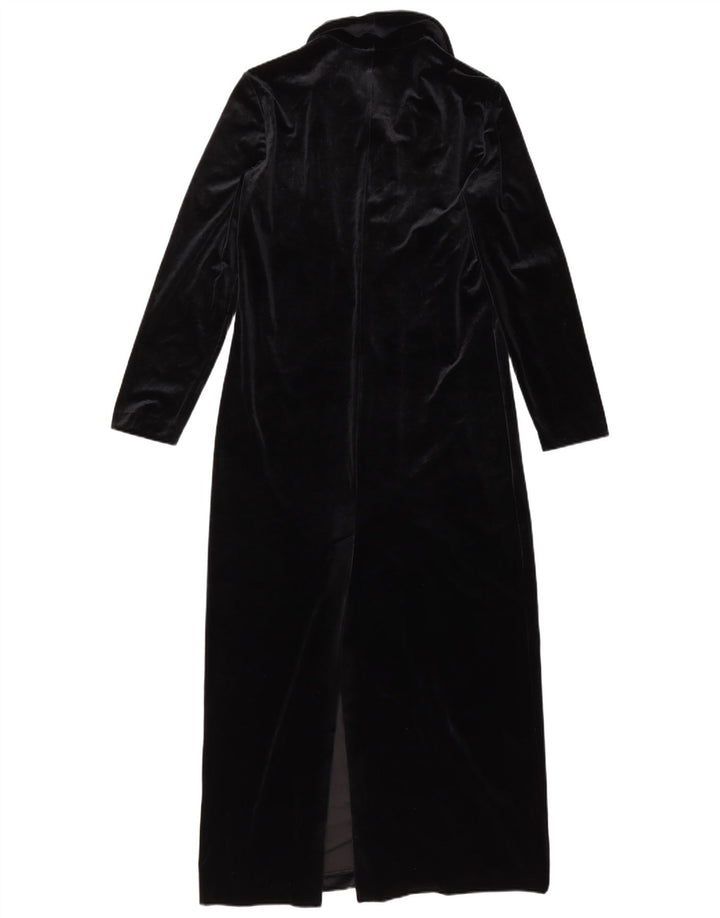 VINTAGE Damska welurowa sukienka koszulowa UK 10, mała, czarna, poliester