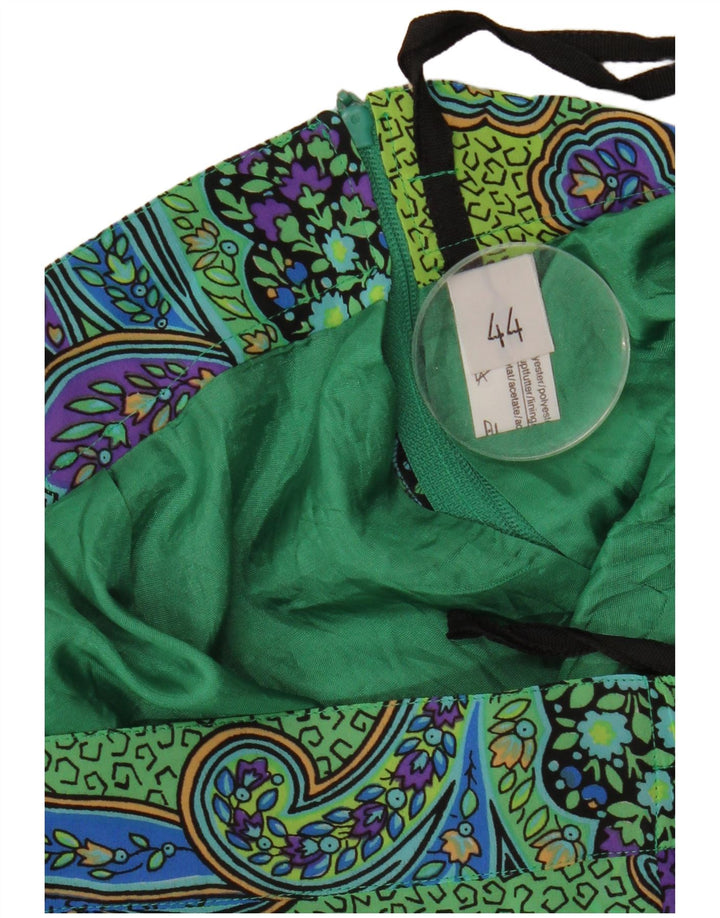 Damska spódnica ołówkowa w stylu vintage IT 44 Medium W34 Zielony poliester Paisley