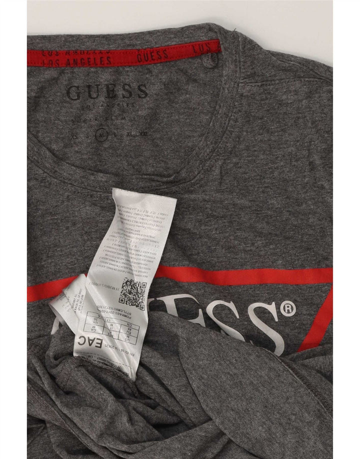 Męski T-shirt Guess z grafiką, średnioszary, bawełniany