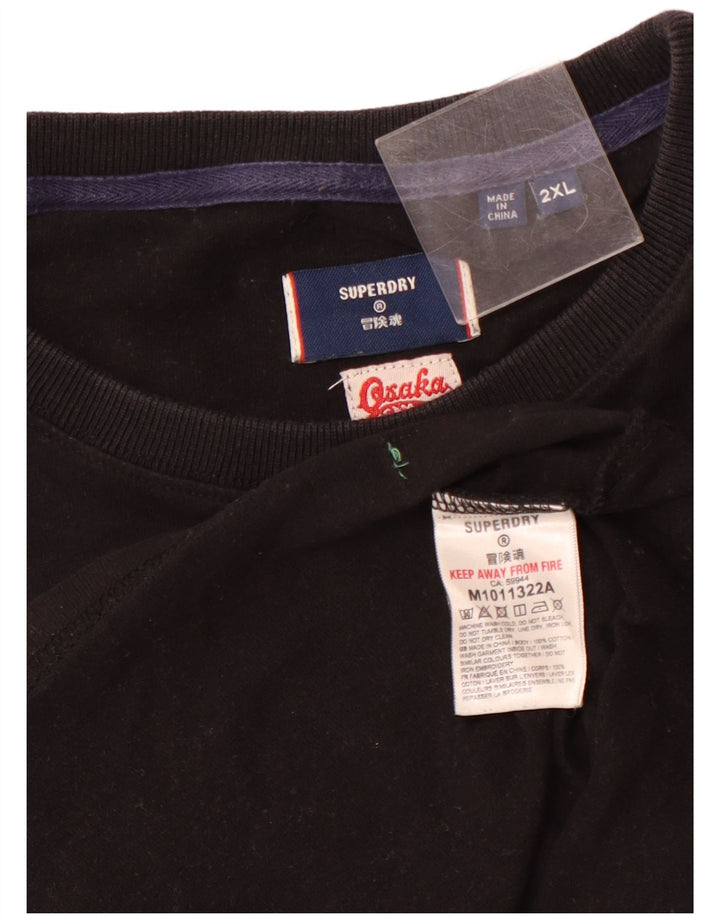 Męska koszulka z grafiką SUPERDRY Top 2XL, czarna bawełna