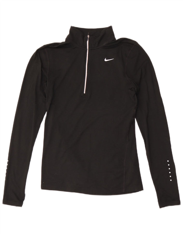 Damski dres Nike Dri Fit z zamkiem błyskawicznym na szyi, UK 10, mały, czarny
