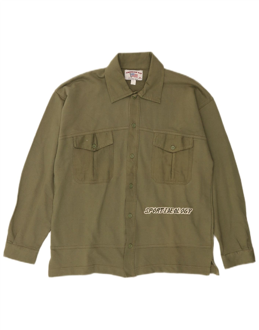 Damska koszula VINTAGE z grafiką US 10, duża, bawełniana khaki