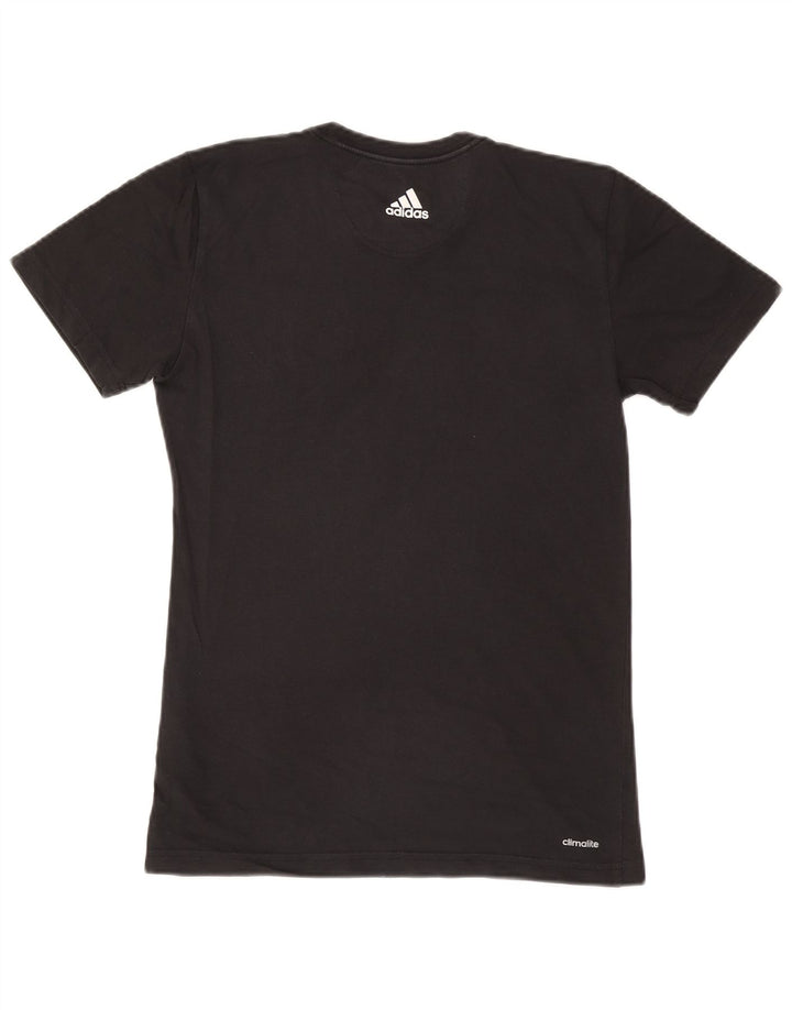Męski T-shirt ADIDAS Climalite z grafiką, mały, czarny, bawełniany