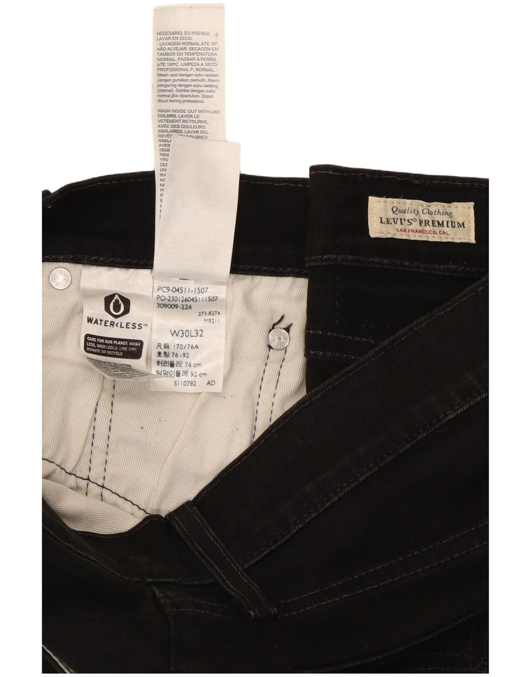 Męskie jeansy Levi's 511 Slim W30 L32 Czarna bawełna