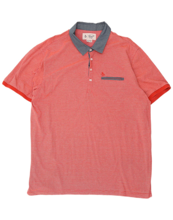 Męska koszulka polo Penguin XL w czerwone prążki