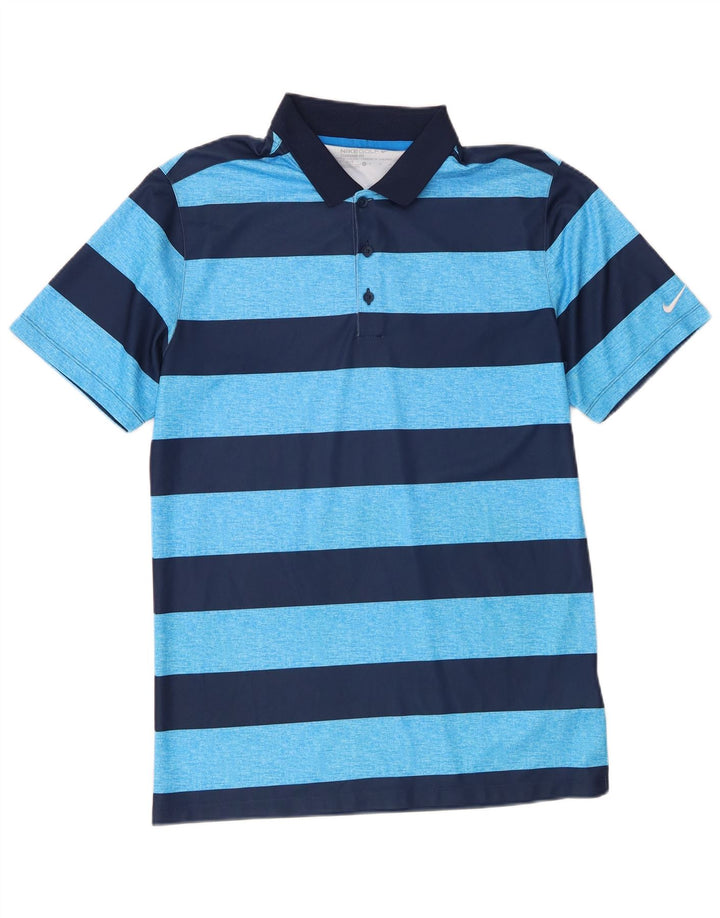 Męska koszulka polo Nike Dri Fit Standard, mała, niebieska, poliestrowa w paski