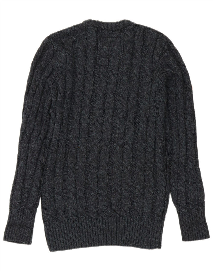 Męski sweter Superdry z okrągłym dekoltem, mały, granatowy, akrylowy