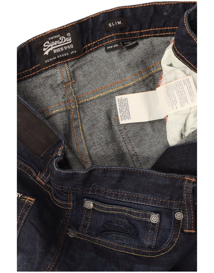 SUPERDRY Męskie jeansy slim W34 L34 Granatowa bawełna