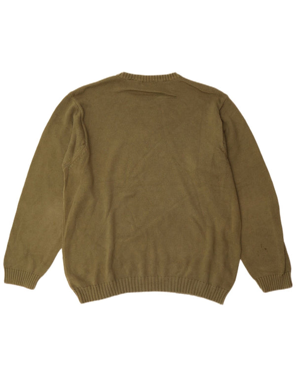 Izod Męski sweter z okrągłym dekoltem XL, bawełniany khaki