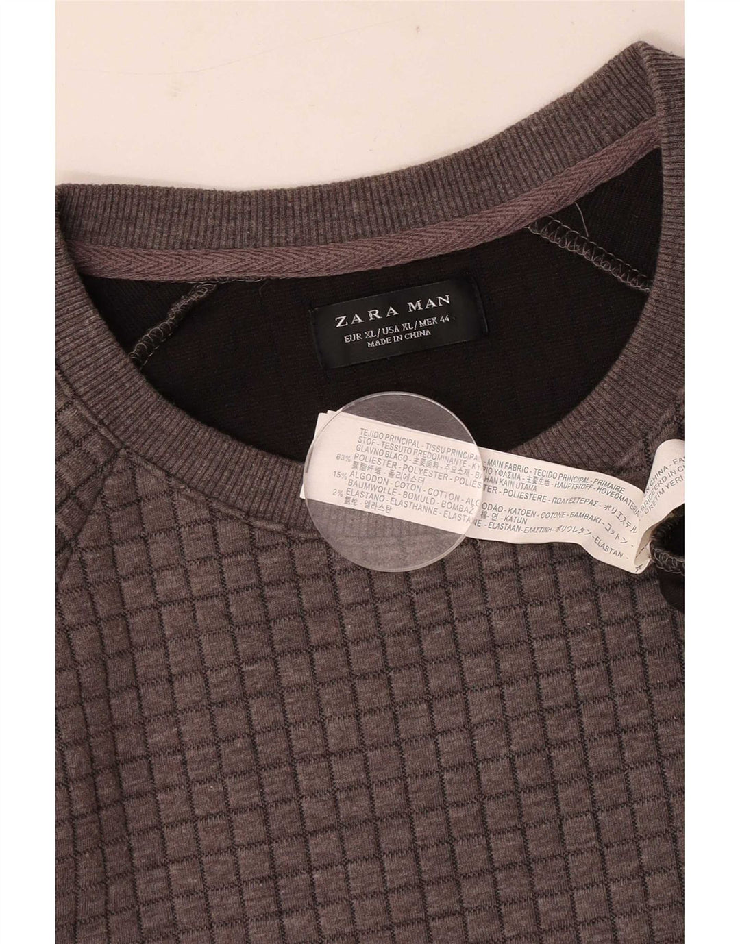 Męski sweter Zara XL, szary, poliestrowy w kratę