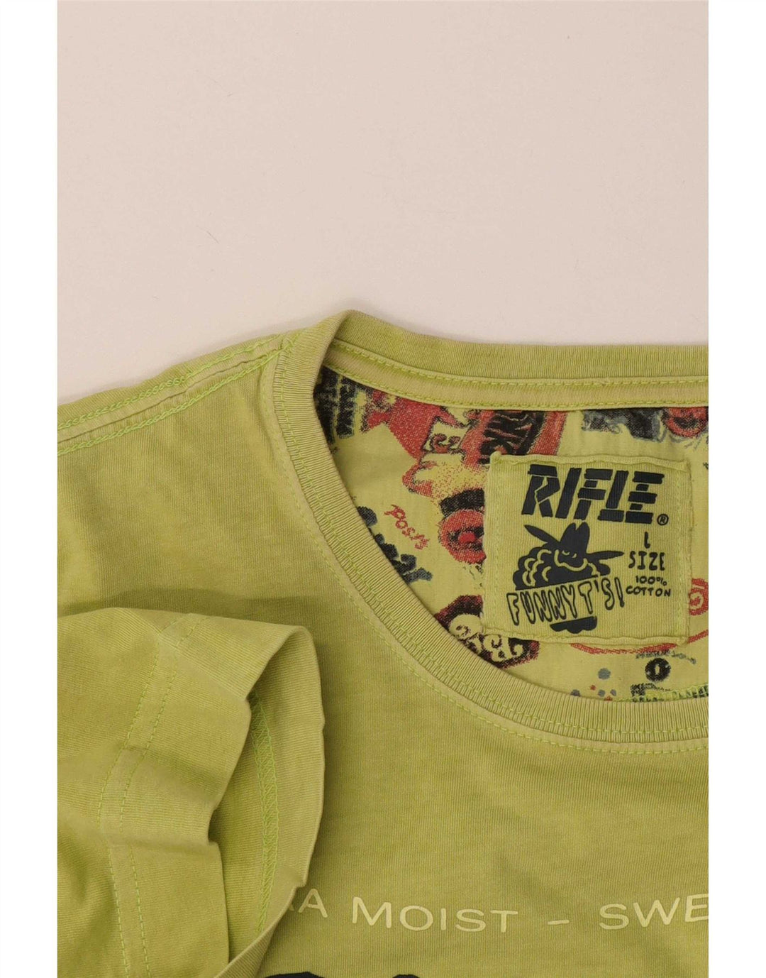 Męski T-shirt z grafiką Rifle, duży, zielony, bawełniany