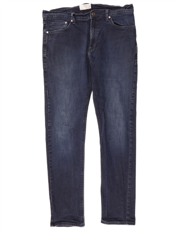 Marks & Spencer Męskie jeansy slim W36 L33 Granatowe, bawełniane