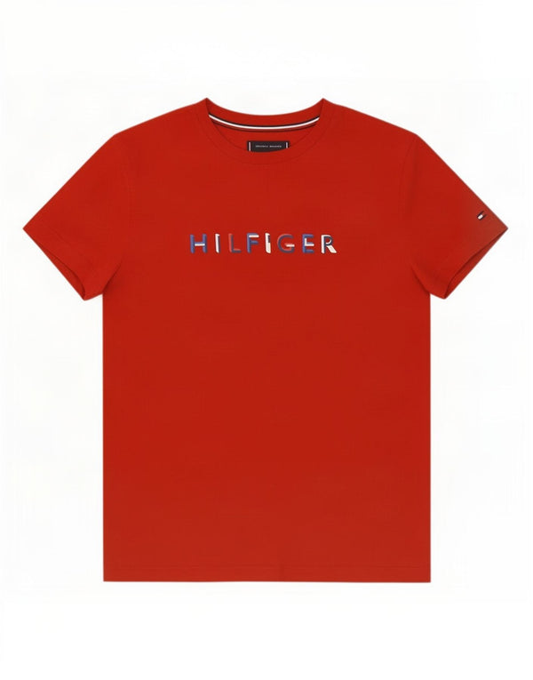 Męski T-shirt Tommy Hilfiger o dopasowanym kroju z grafiką, średni czerwony, bawełniany