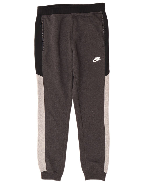 Męskie spodnie dresowe Nike, małe, szare, z blokami kolorów, bawełniane