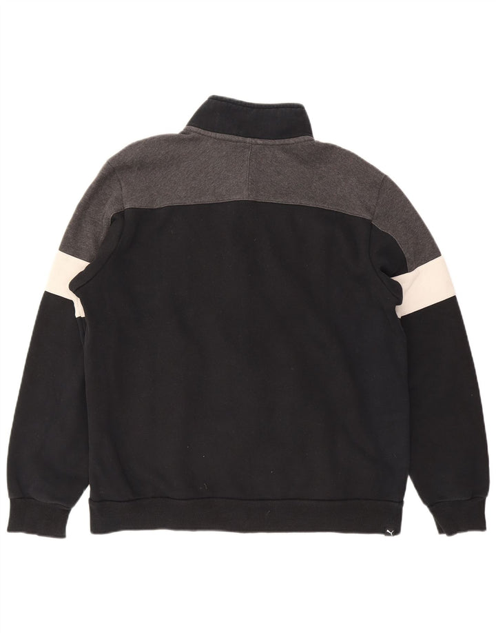 PUMA Mens Tracksuit Top Jacket Large Black Colourblock Cotton