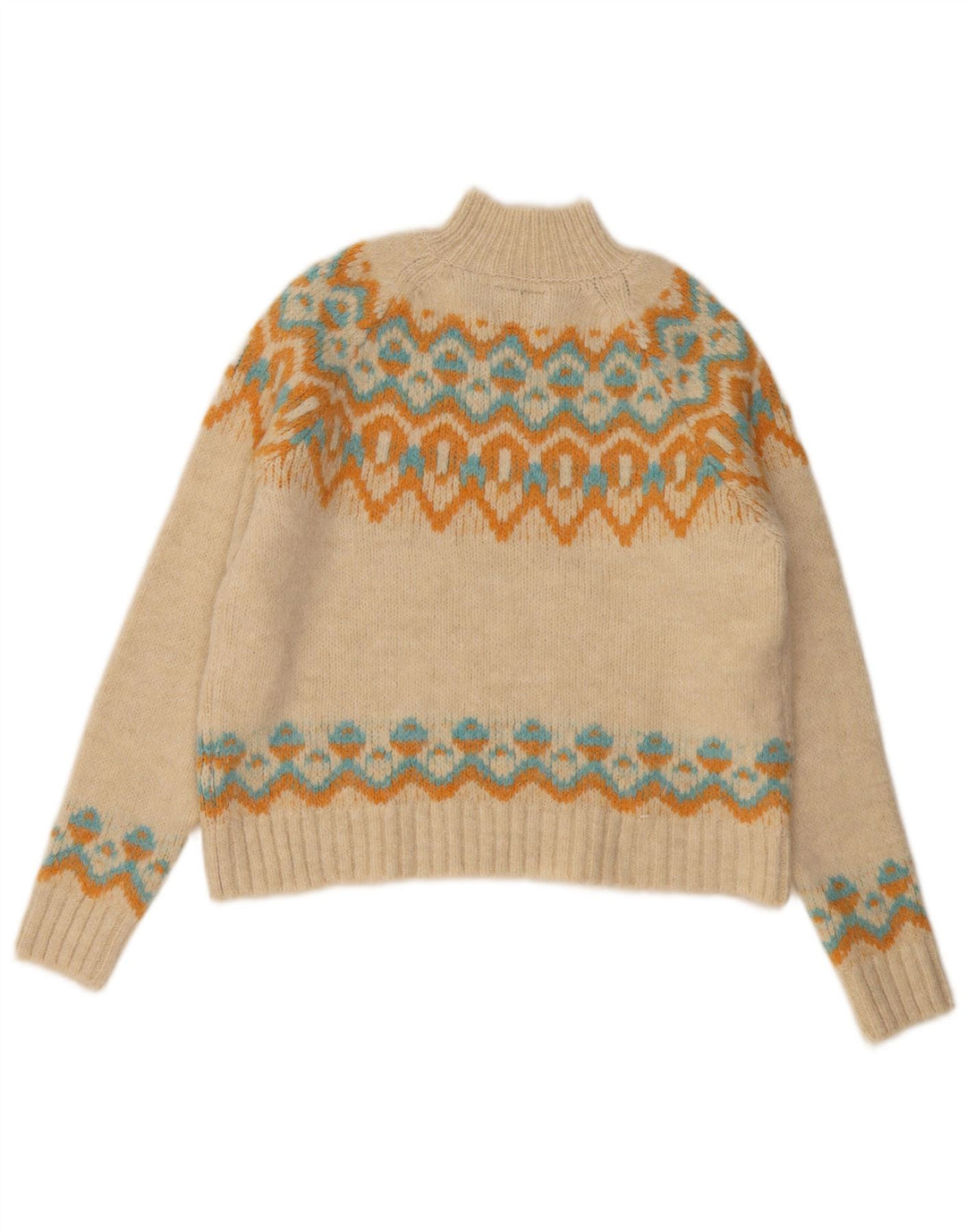 Damski sweter z golfem Superdry UK 12 Medium Beige Fair Isle