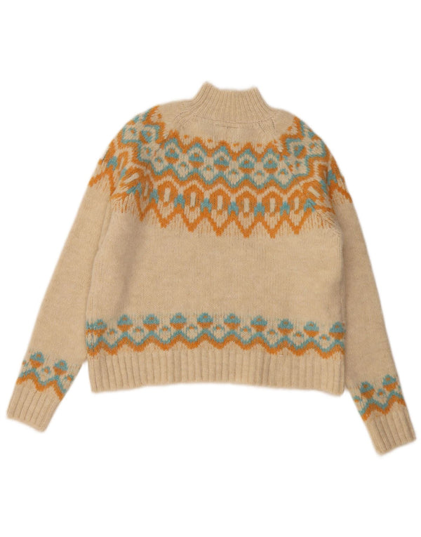 Damski sweter z golfem Superdry UK 12 Medium Beige Fair Isle