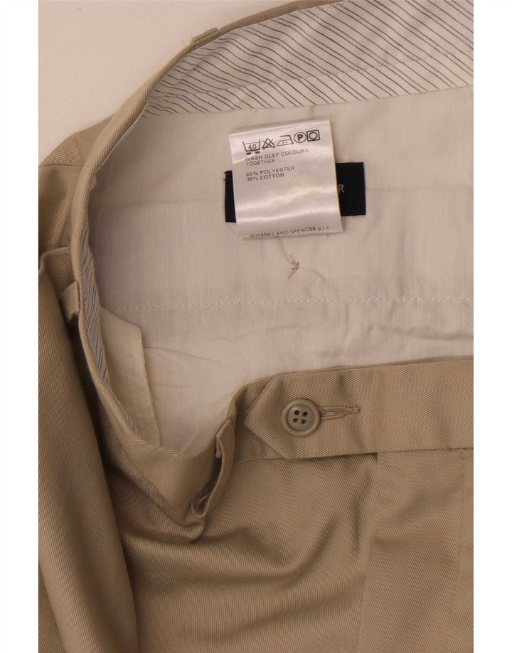 Męskie spodnie garniturowe Marks & Spencer Blue Harbor Straight W36 L33 Beżowe