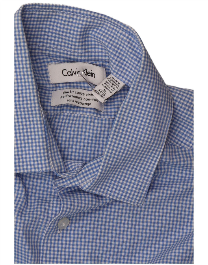 Koszula męska Calvin Klein Slim Fit, rozmiar 16, duża, niebieska kratka