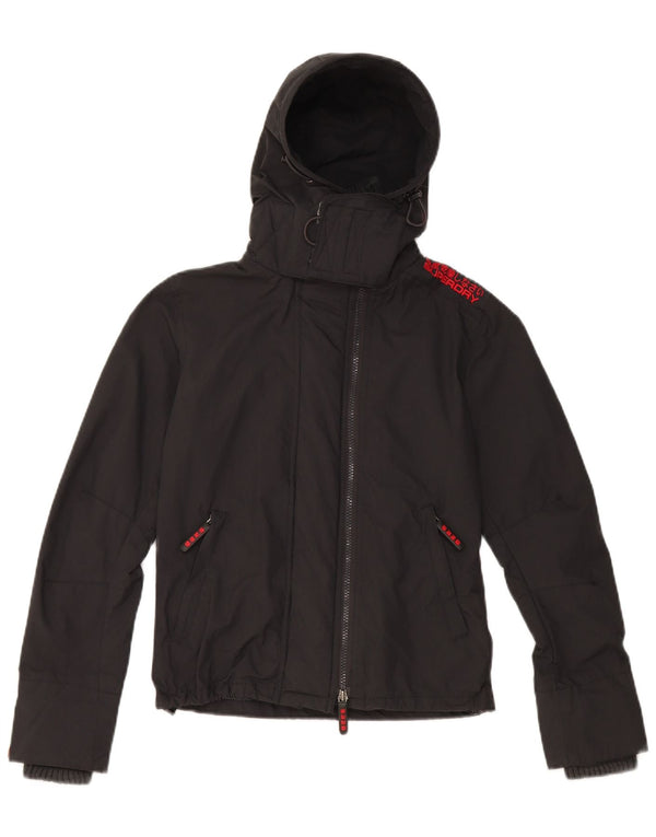 Damska kurtka przeciwdeszczowa z kapturem Superdry Graphic UK 6 XS, czarny nylon