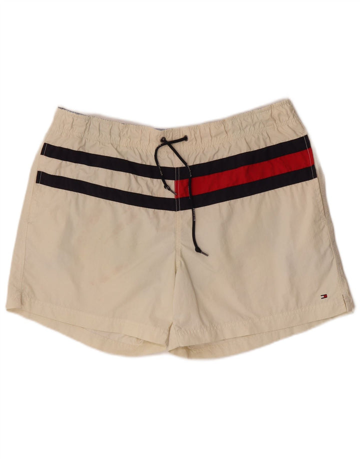 Męskie spodenki kąpielowe Tommy Hilfiger, duże, poliestrowe w kolorze złamanej bieli