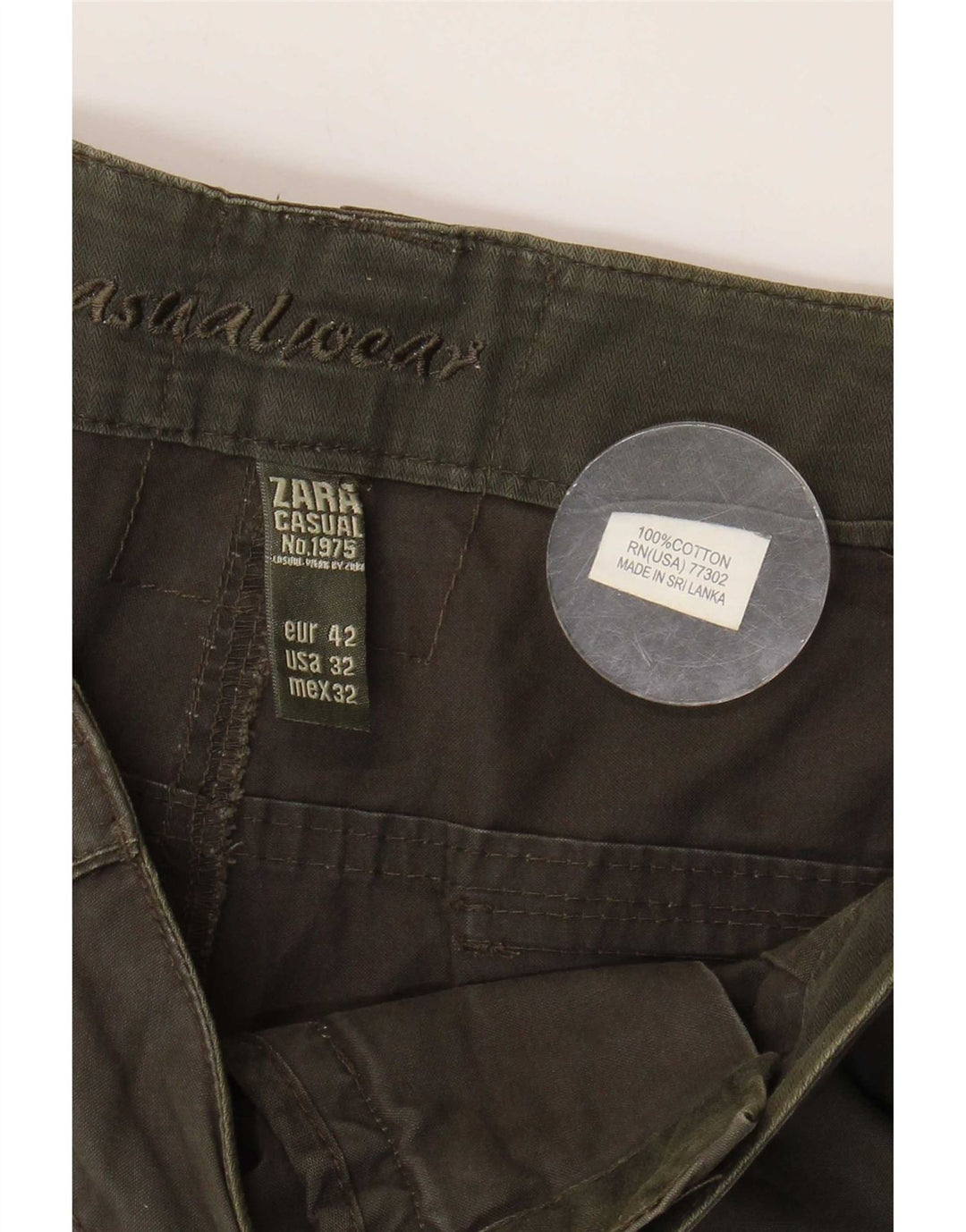 Męskie spodenki cargo Zara EU 42 Large W32, bawełna khaki